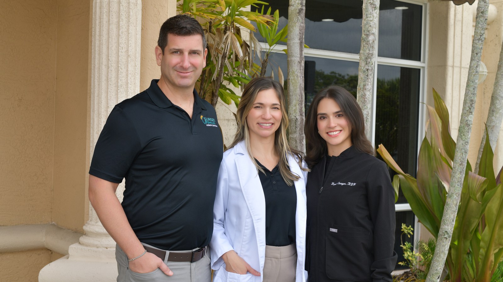The Sunset Smiles team outside their office at 116 Intracoastal Pointe Dr, Jupiter, FL